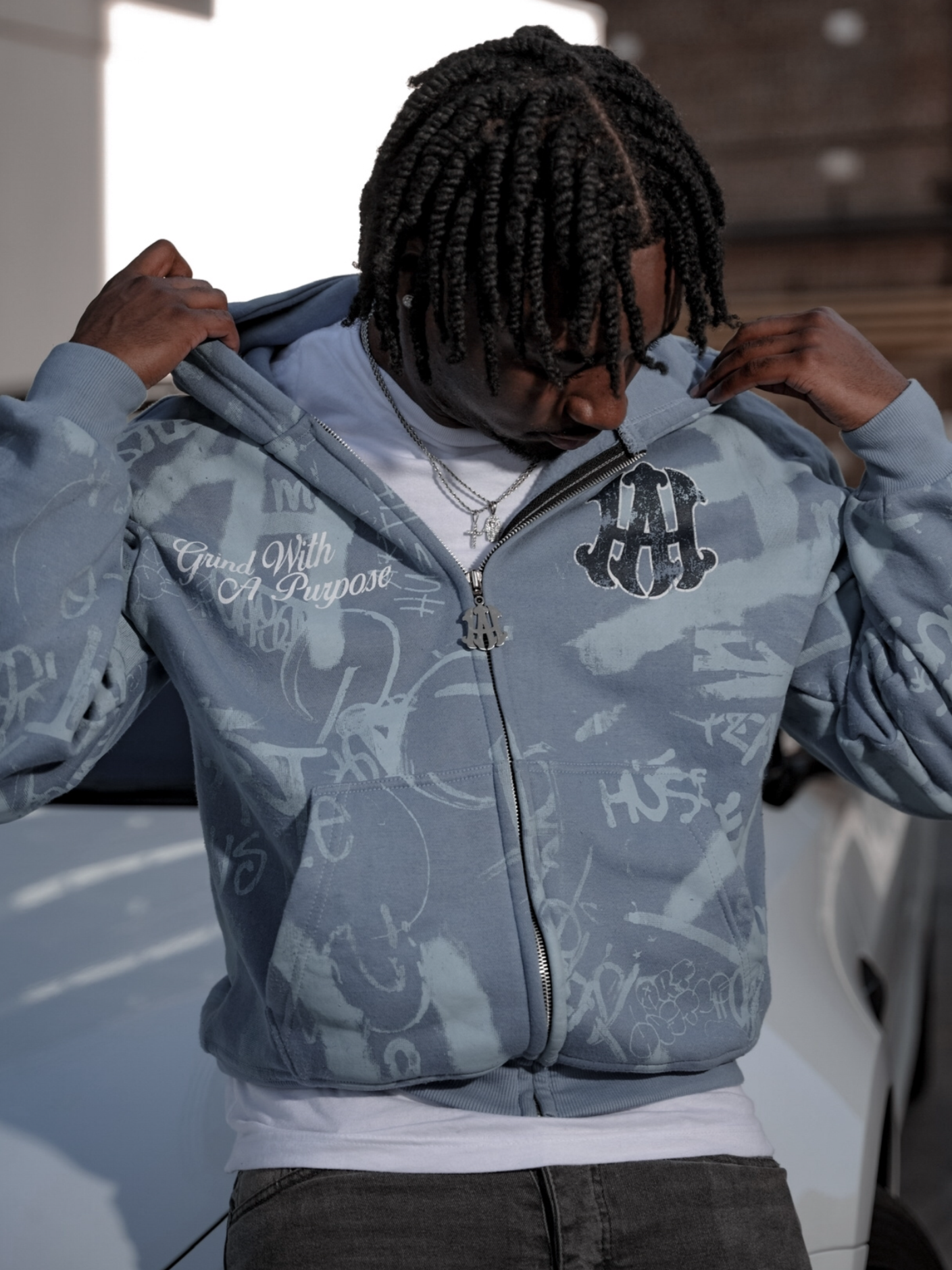 Blue AOH Graffiti Zipup