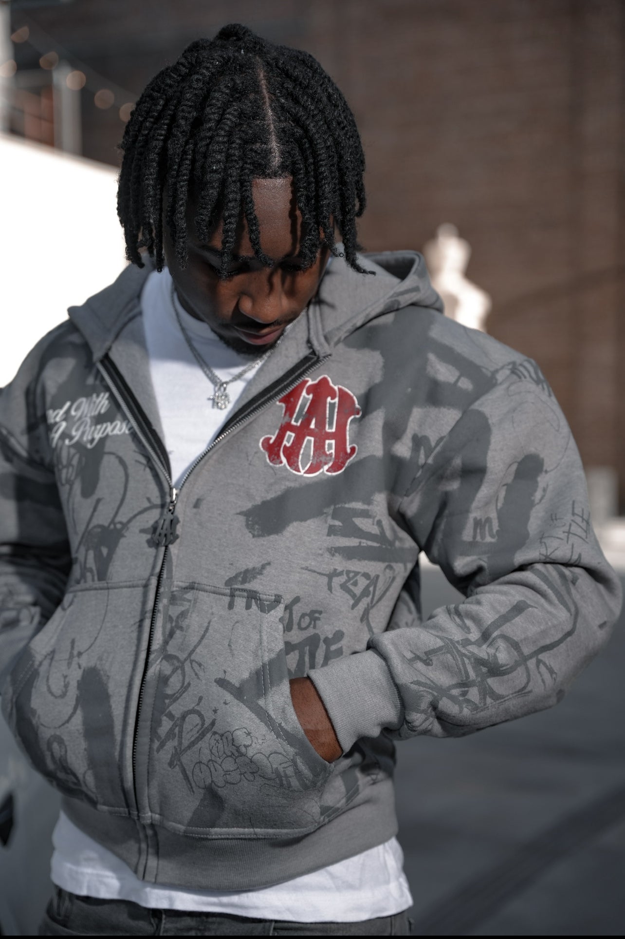 Grey AOH Graffiti Zipup